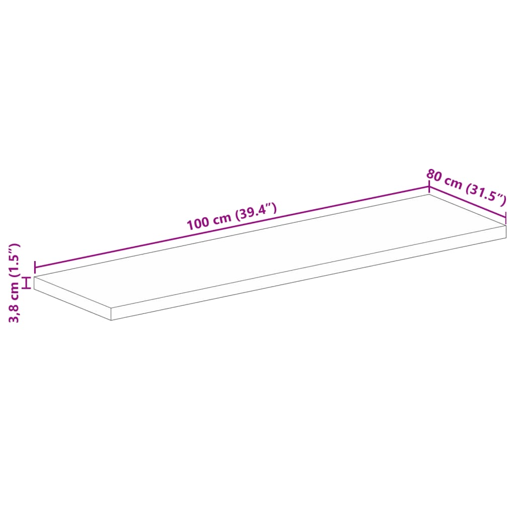 Dessus de table 100x80x3,8cm rectangulaire bois massif récupéré Plateaux de table vidaXL   