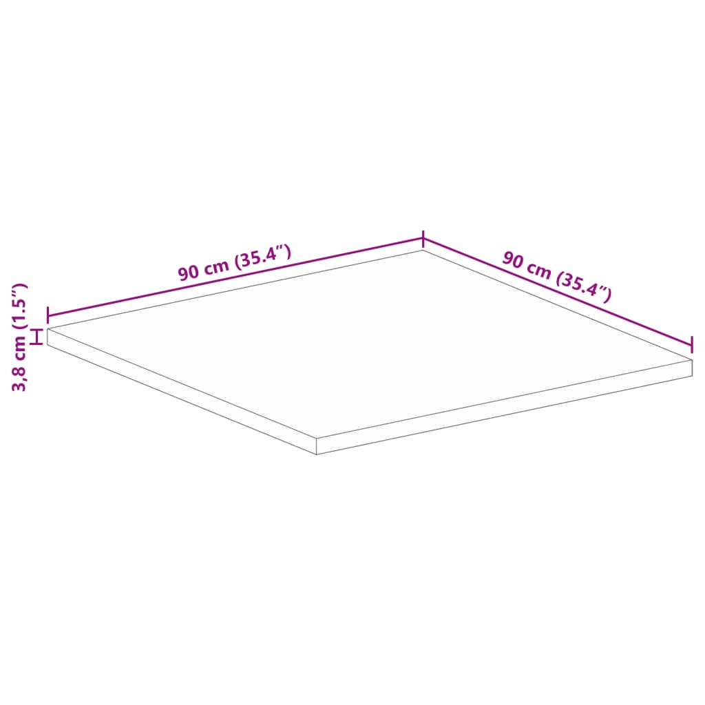 Dessus de table 90x90x3,8 cm carré bois massif de récupération Plateaux de table vidaXL   