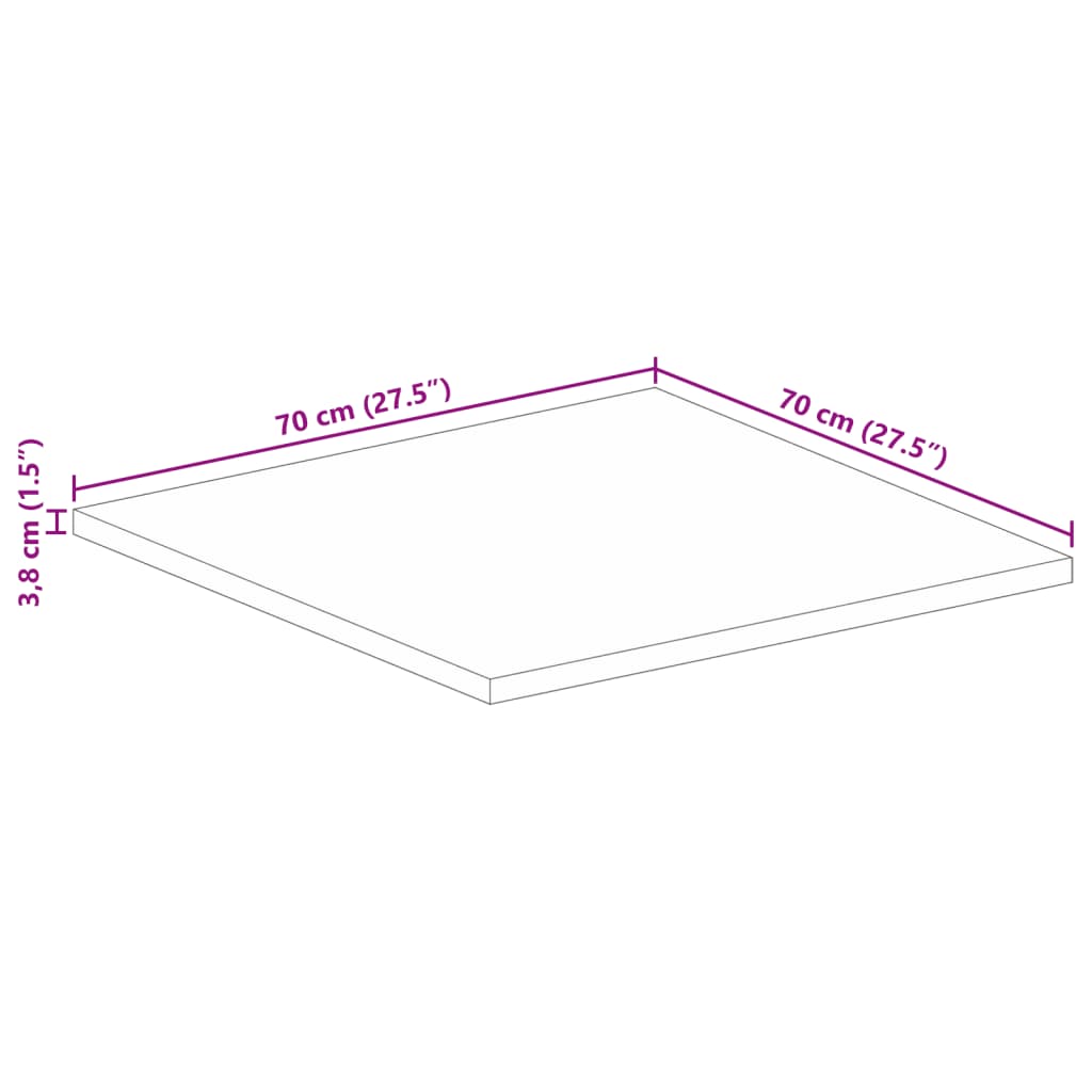 Dessus de table 70x70x3,8 cm carré bois massif de manguier brut Plateaux de table vidaXL   