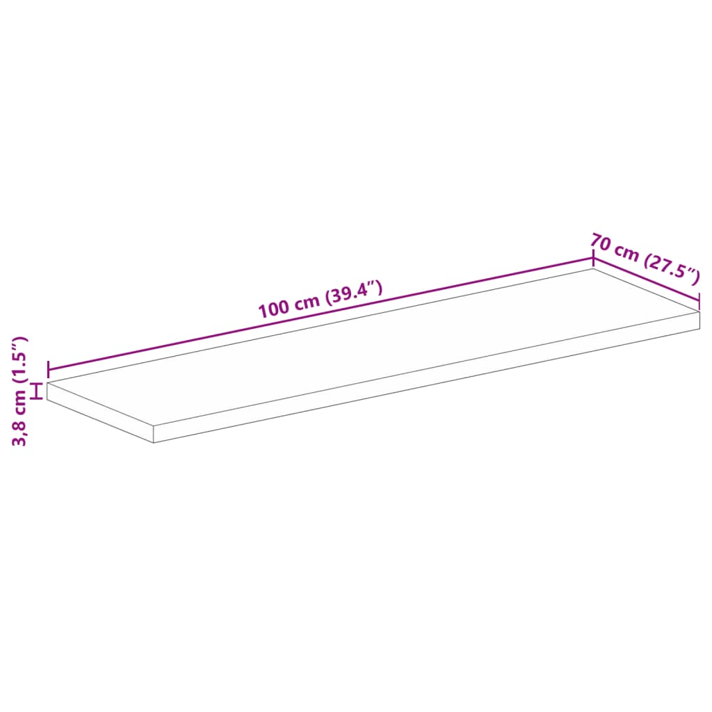 Dessus de table rectangulaire bois massif de manguier brut Plateaux de table vidaXL