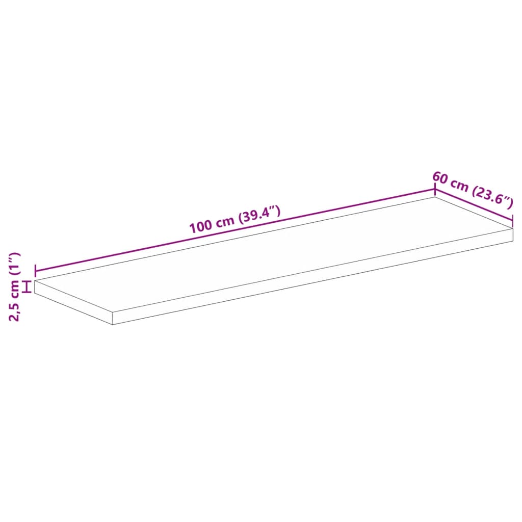 Dessus de table 100x60x2,5cm rectangulaire bois massif manguier Plateaux de table vidaXL   