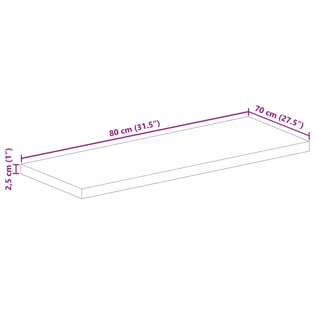 Dessus de table 80x70x2,5 cm rectangulaire bois massif manguier Plateaux de table vidaXL