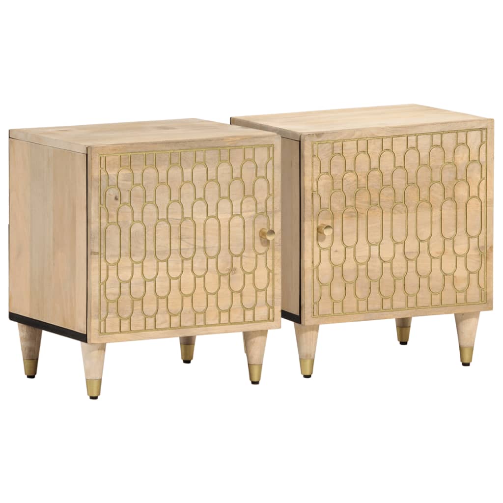 Tables de chevet 2 pcs 40x33x46 cm Bois de manguier solide Tables de chevet vidaXL   