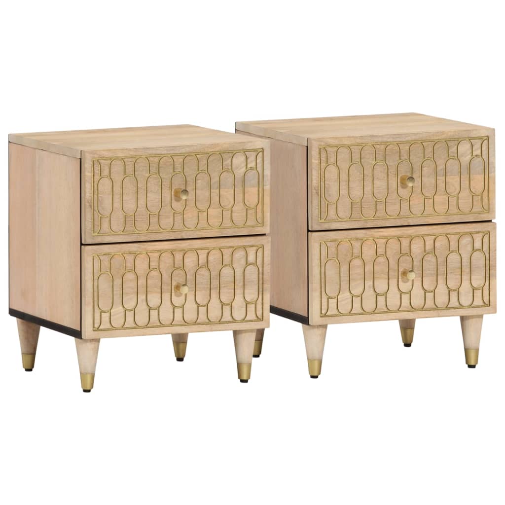 Tables de chevet 2 pcs 40x33x46 cm Bois de manguier solide Tables de chevet vidaXL   