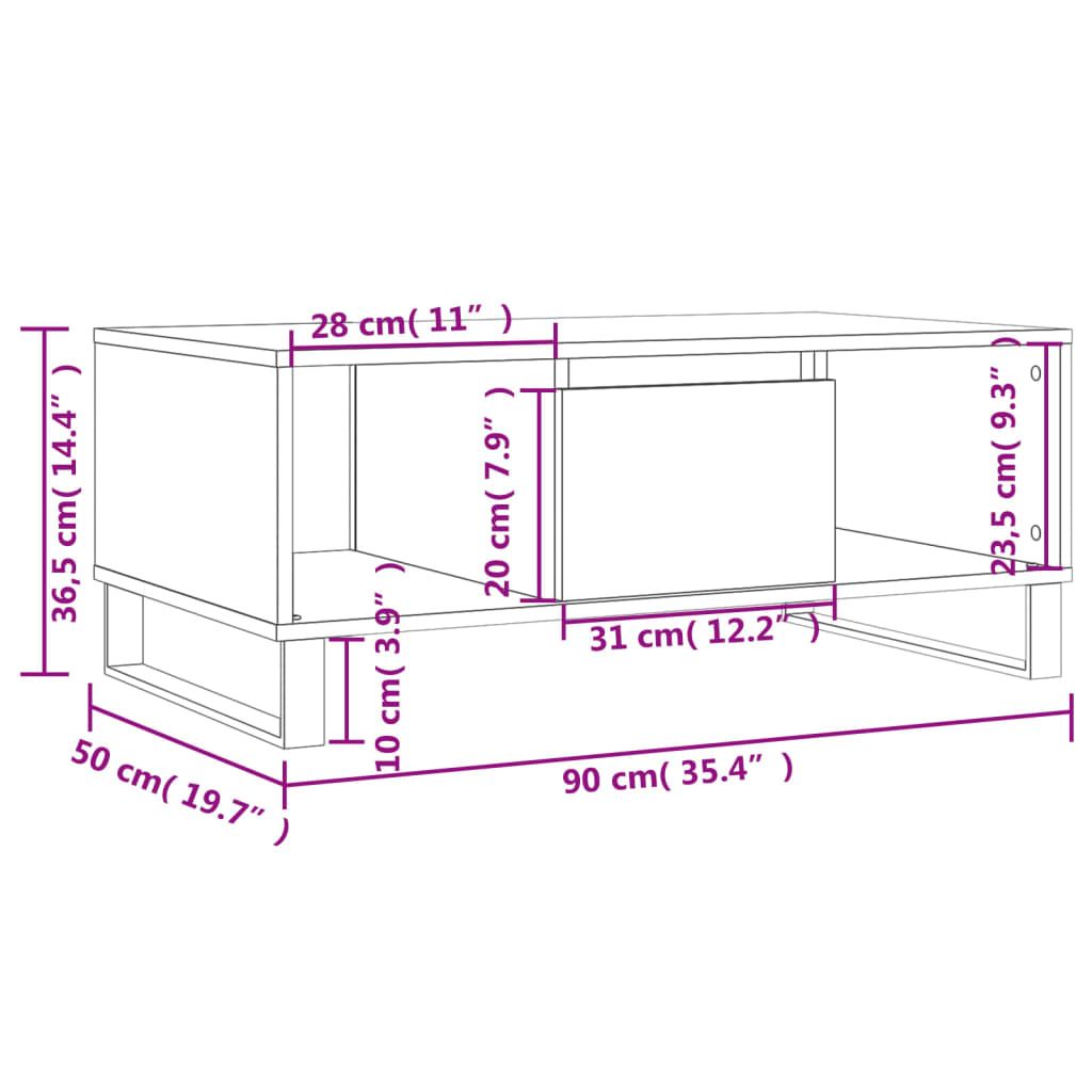 Table basse Noir 90x50x36,5 cm Bois d'ingénierie Tables basses vidaXL   