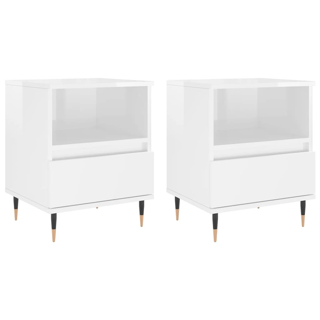 Tables de chevet 2 pcs blanc brillant 40x35x50 cm Tables de chevet vidaXL   