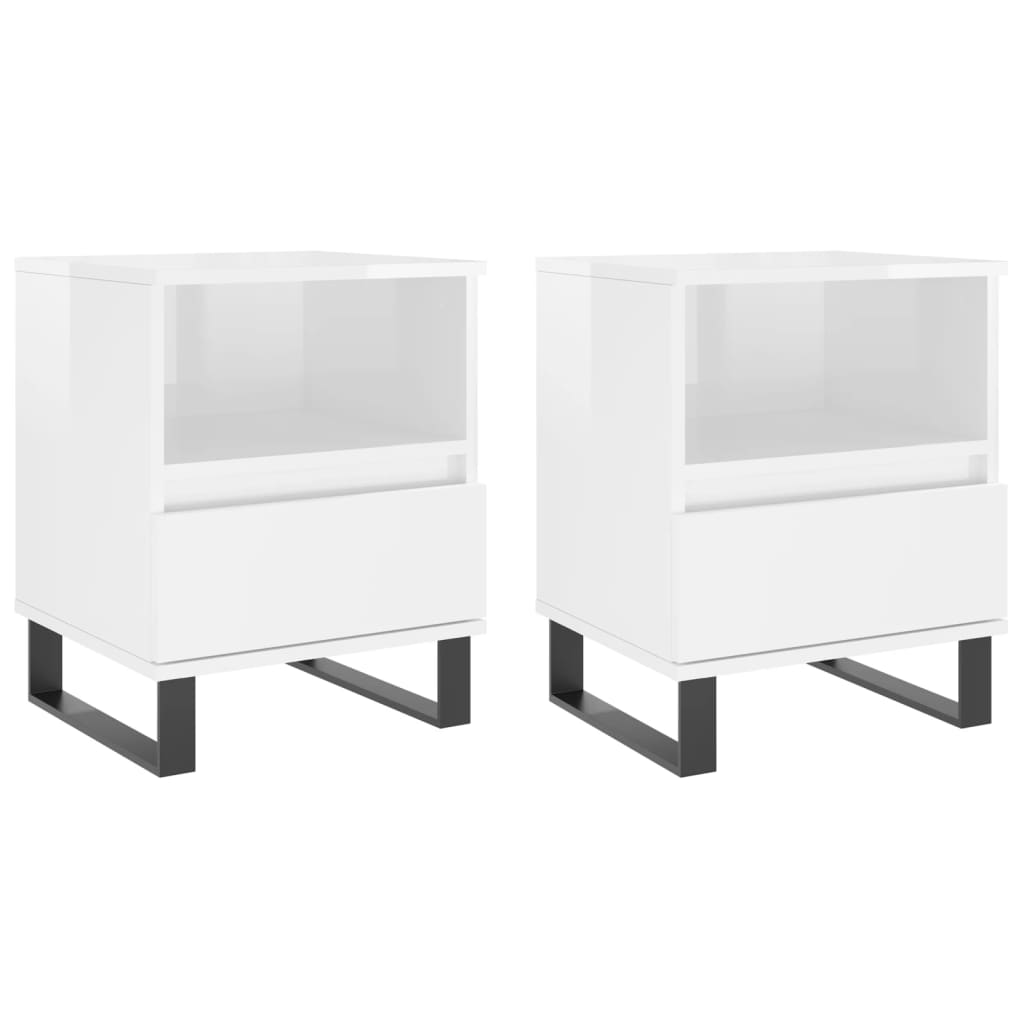 Tables de chevet 2 pcs blanc brillant 40x35x50 cm Tables de chevet vidaXL   