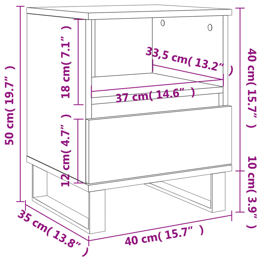 Table de chevet sonoma gris 40x35x50 cm bois d’ingénierie Tables de chevet vidaXL   