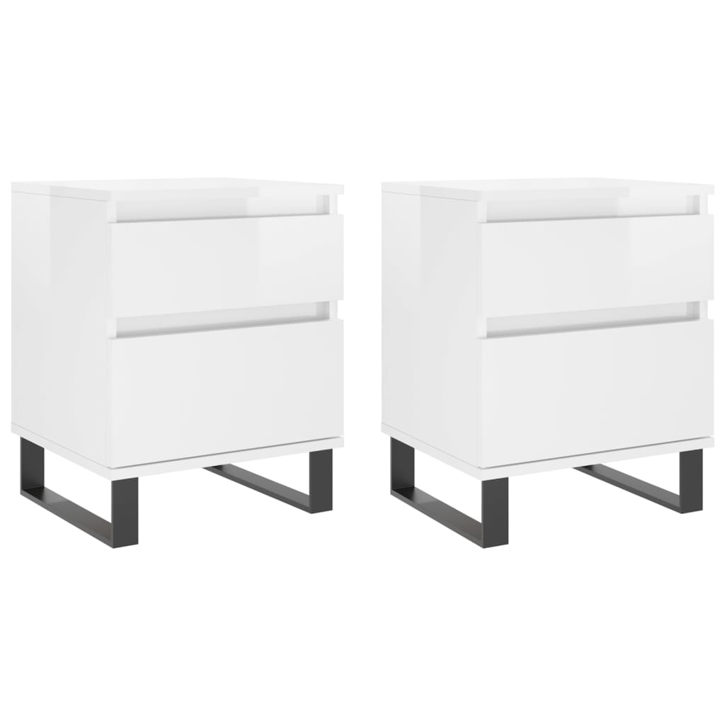 Tables de chevet 2 pcs blanc brillant 40x35x50 cm Tables de chevet vidaXL   