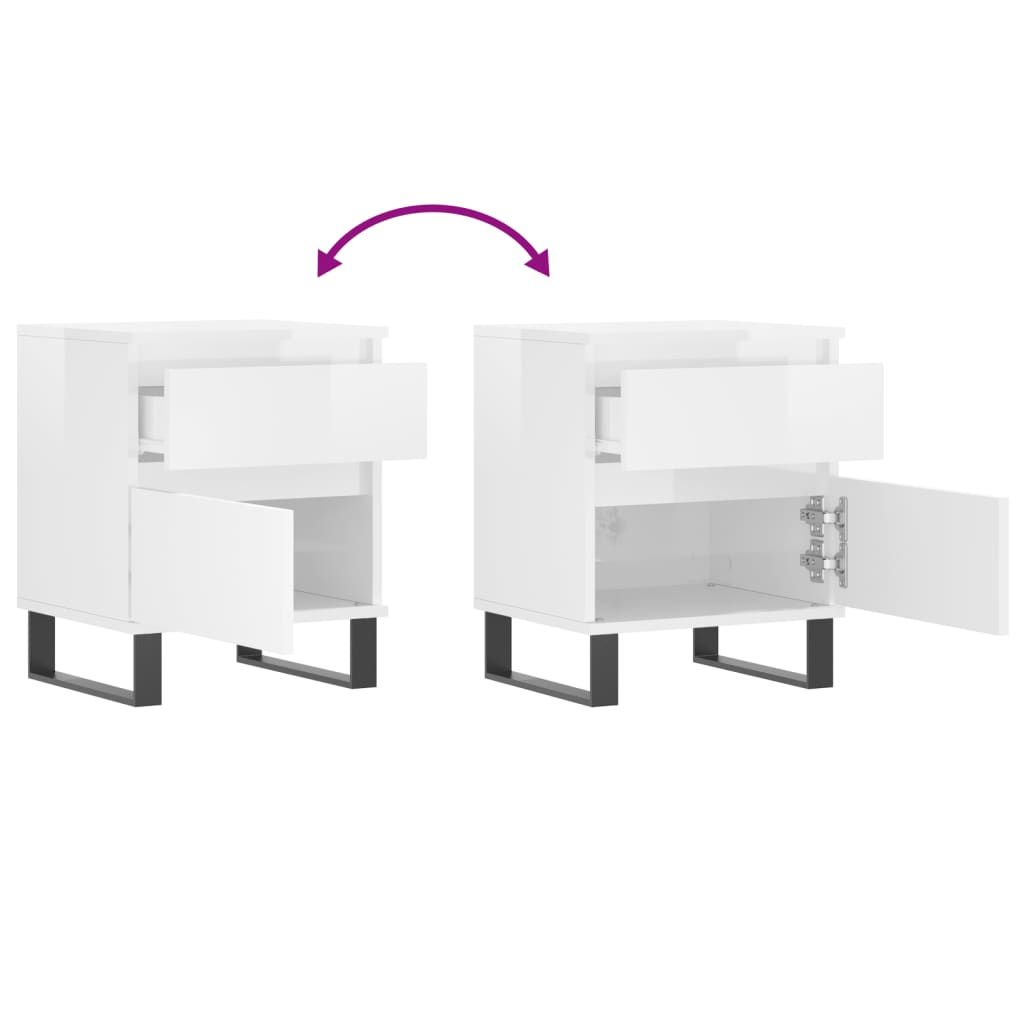 Tables de chevet 2 pcs blanc brillant 40x35x50 cm Tables de chevet vidaXL   