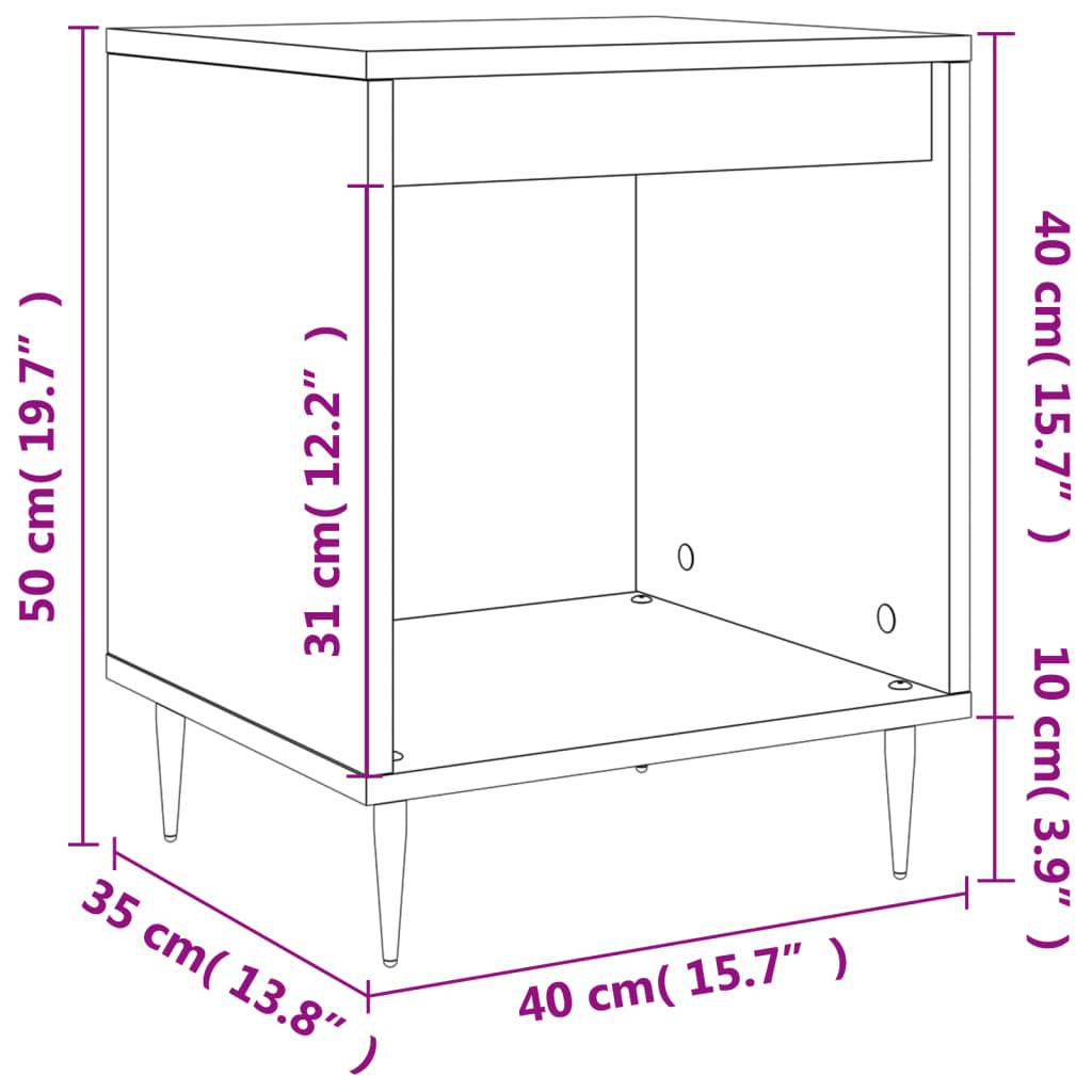 Table de chevet Blanc 40x35x50 cm Bois d’ingénierie Tables de chevet vidaXL   