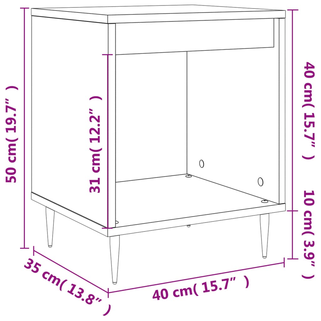 Table de chevet gris béton 40x35x50 cm bois d’ingénierie Tables de chevet vidaXL   