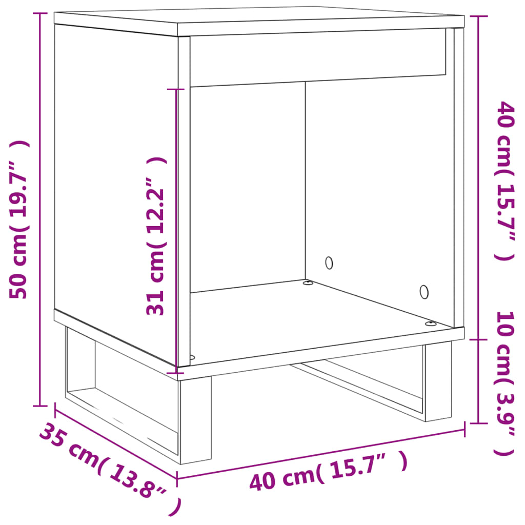 Table de chevet Blanc 40x35x50 cm Bois d’ingénierie Tables de chevet vidaXL   