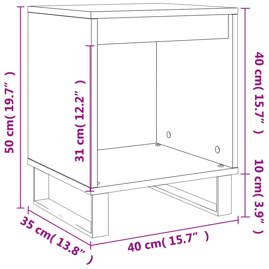 Table de chevet chêne fumé 40x35x50 cm bois d’ingénierie Tables de chevet vidaXL   