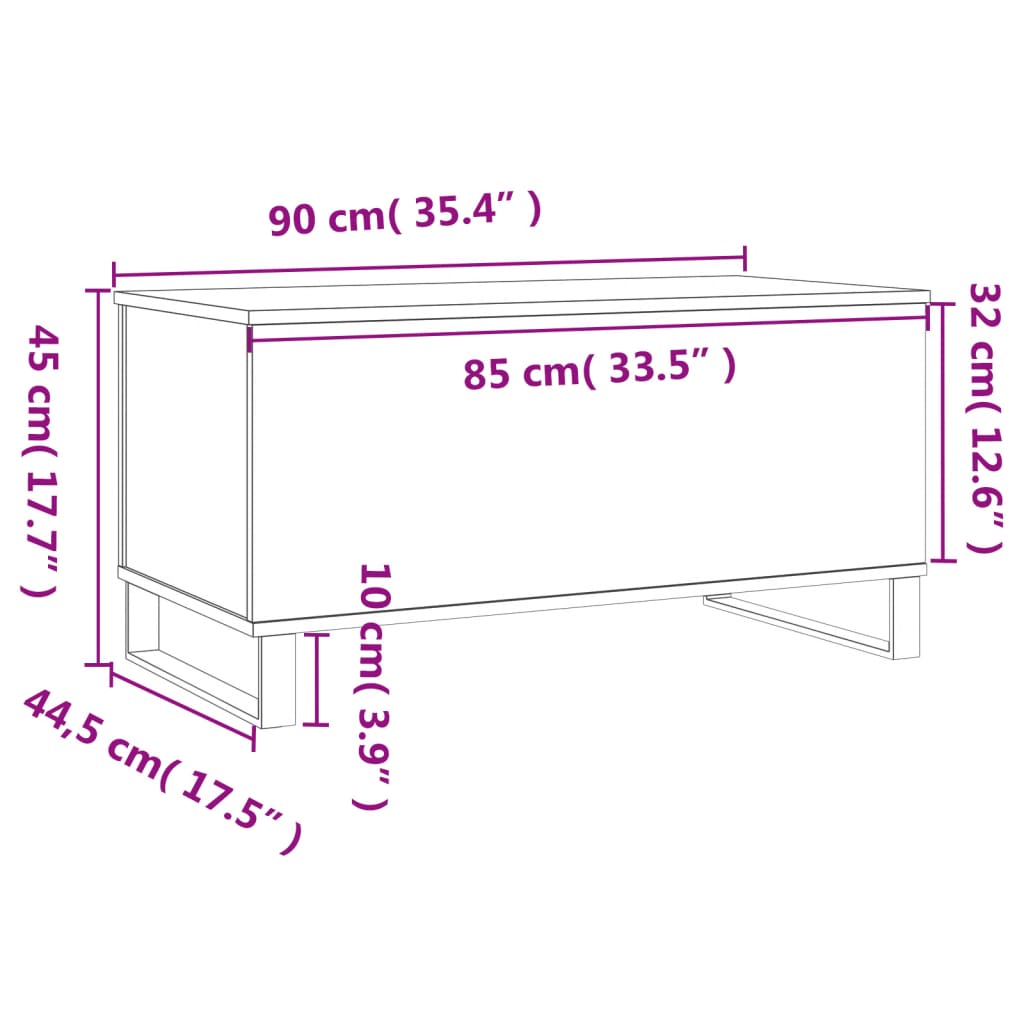 Table basse Sonoma gris 90x44,5x45 cm Bois d'ingénierie Tables basses vidaXL   