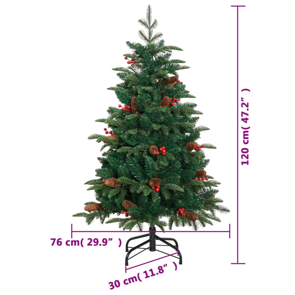 Sapin de Noël artificiel avec pommes de pin et baies 120 cm - Xios Store SNC