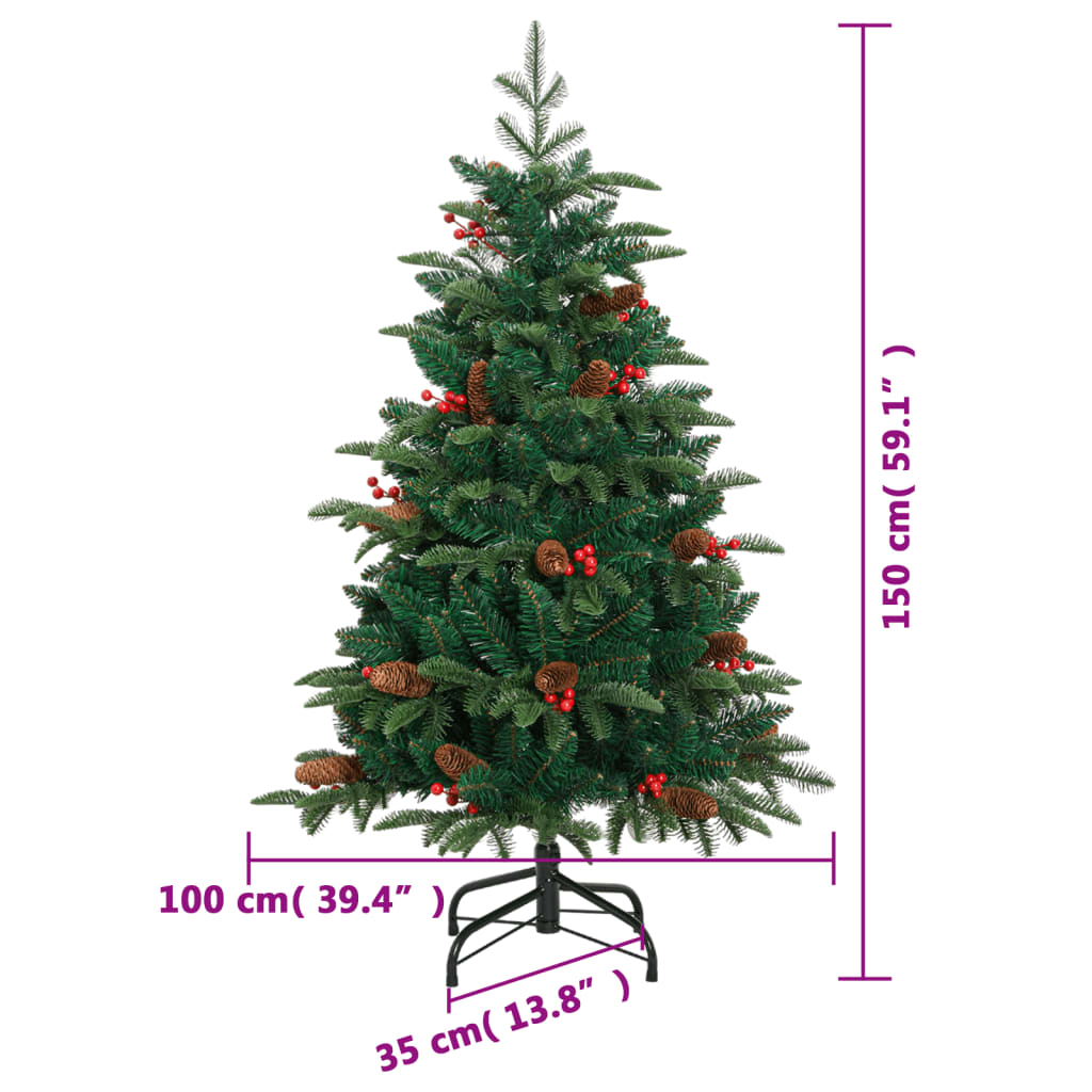 Sapin de Noël artificiel avec pommes de pin et baies 150 cm - Xios Store SNC