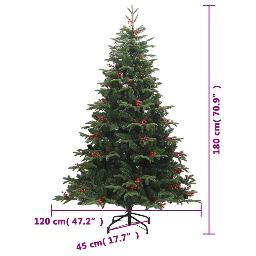 Sapin de Noël artificiel avec pommes de pin et baies 180 cm - Xios Store SNC