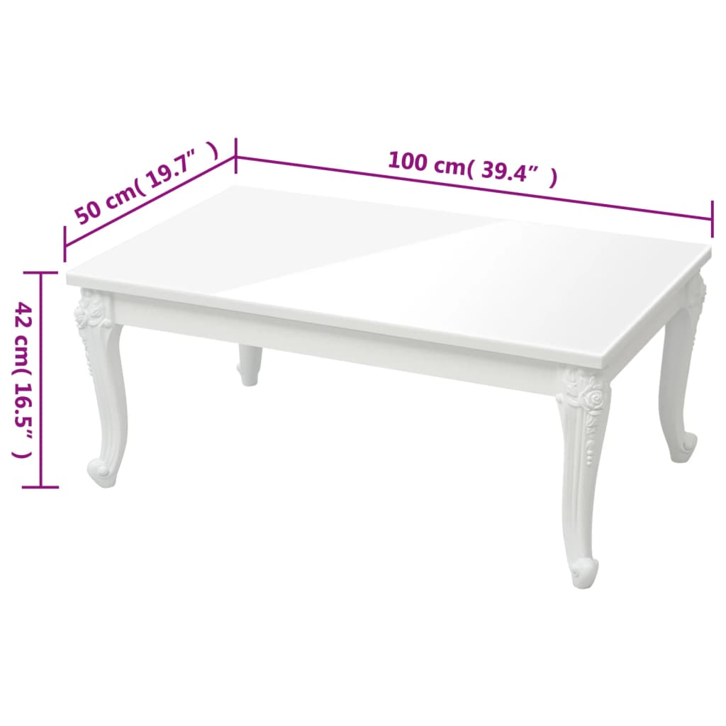 Table basse blanc brillant 100x50x42 cm bois d'ingénierie Tables basses vidaXL