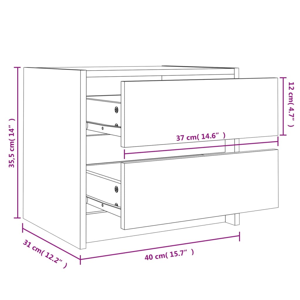 Table de chevet 40x31x35,5 cm bois de pin massif Tables de chevet vidaXL   