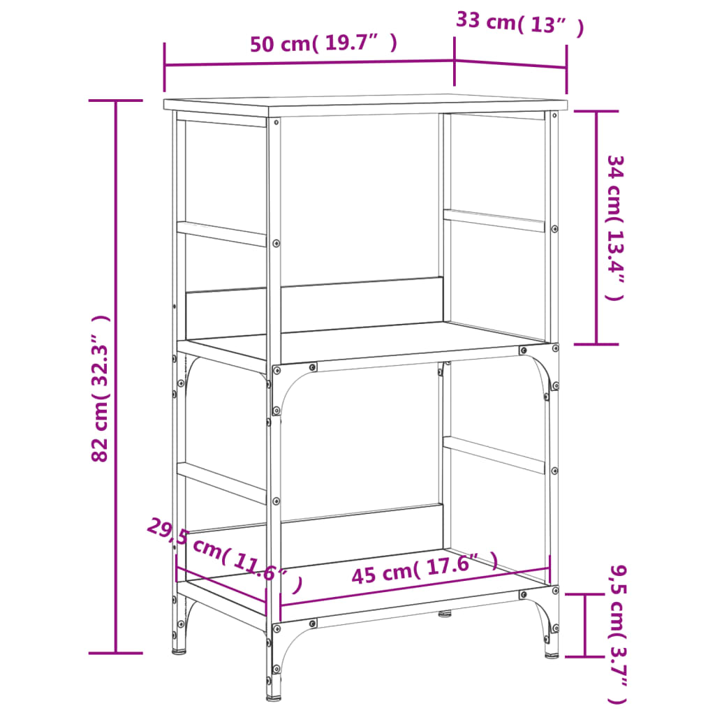 Bibliothèque chêne sonoma 50x33x82 cm bois d'ingénierie Bibliothèques vidaXL   