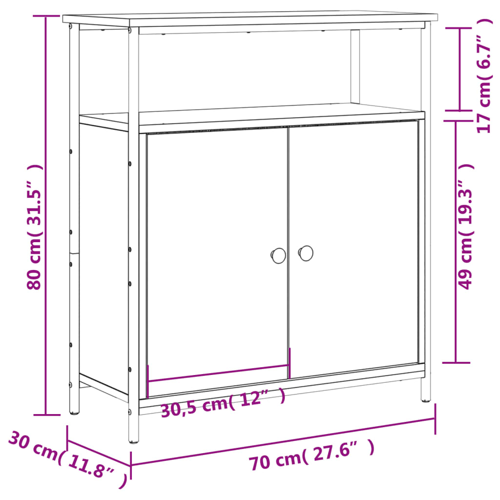 Image Buffet noir 70x30x80 cm bois d'ingénierie | Xios Store SNC vidaXL Xios Store SNC