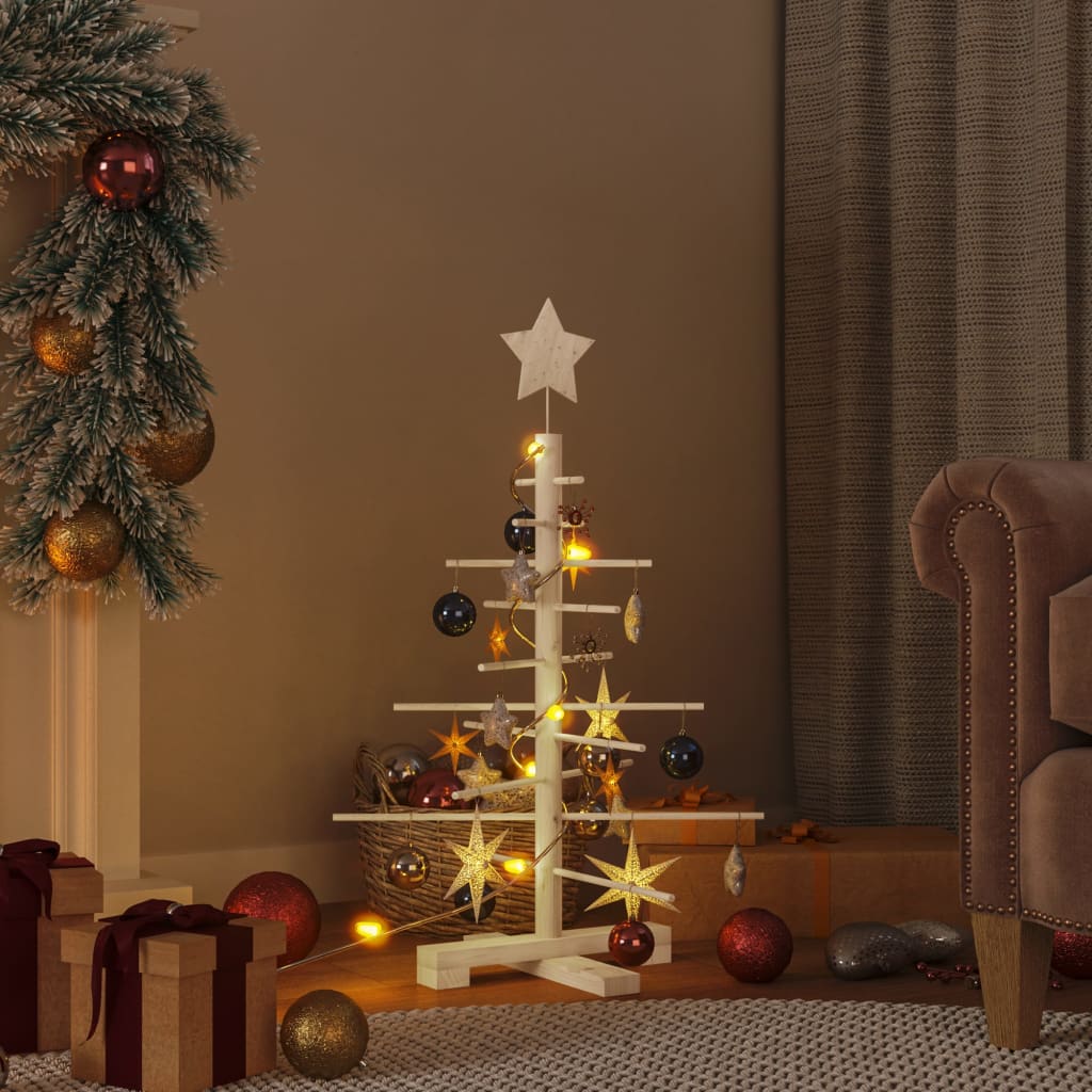 Arbre de Noël en bois pour décoration 75 cm bois massif de pin - Xios Store SNC