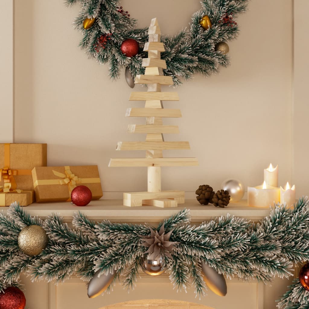 Arbre de Noël en bois pour décoration 60 cm bois massif de pin - Xios Store SNC