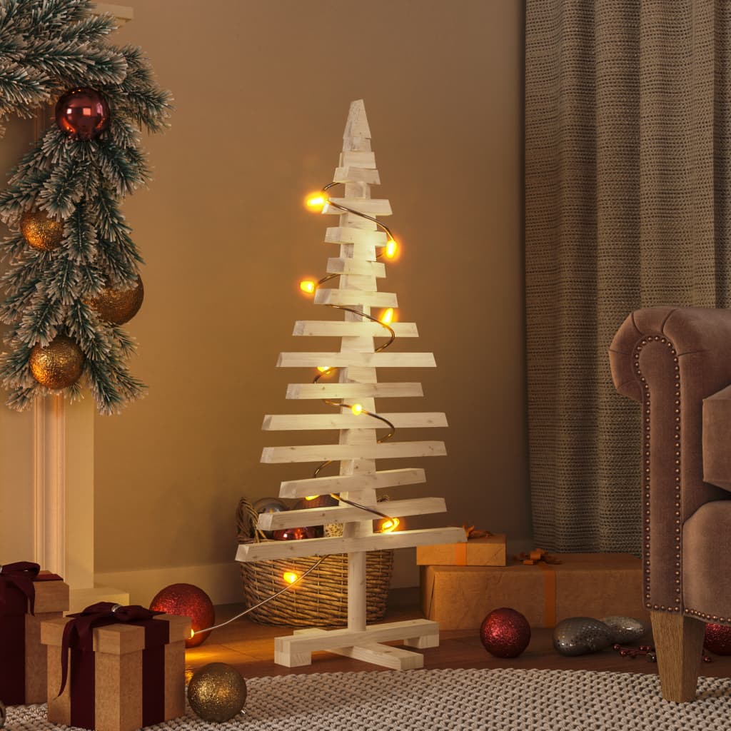 Arbre de Noël en bois pour décoration 90 cm bois massif de pin - Xios Store SNC