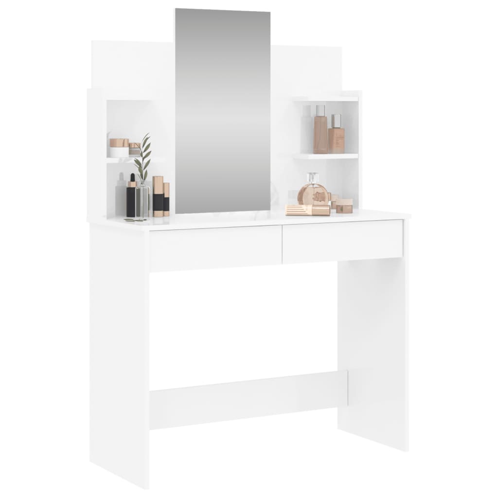 Coiffeuse avec miroir blanc brillant 96x39x142 cm Coiffeuses vidaXL   