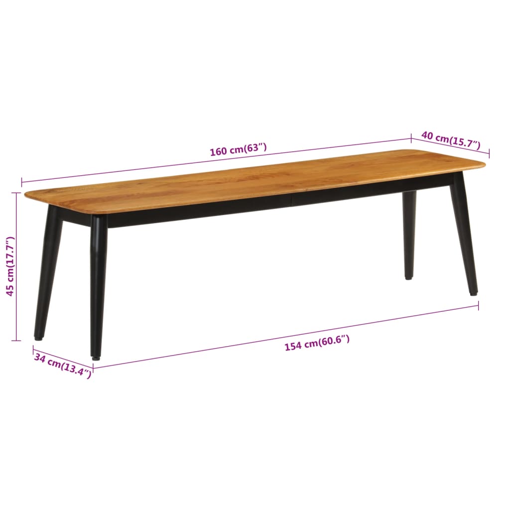 Banc 160x40x45 cm bois massif de manguier et fer Bancs de cuisine & salle à manger vidaXL   