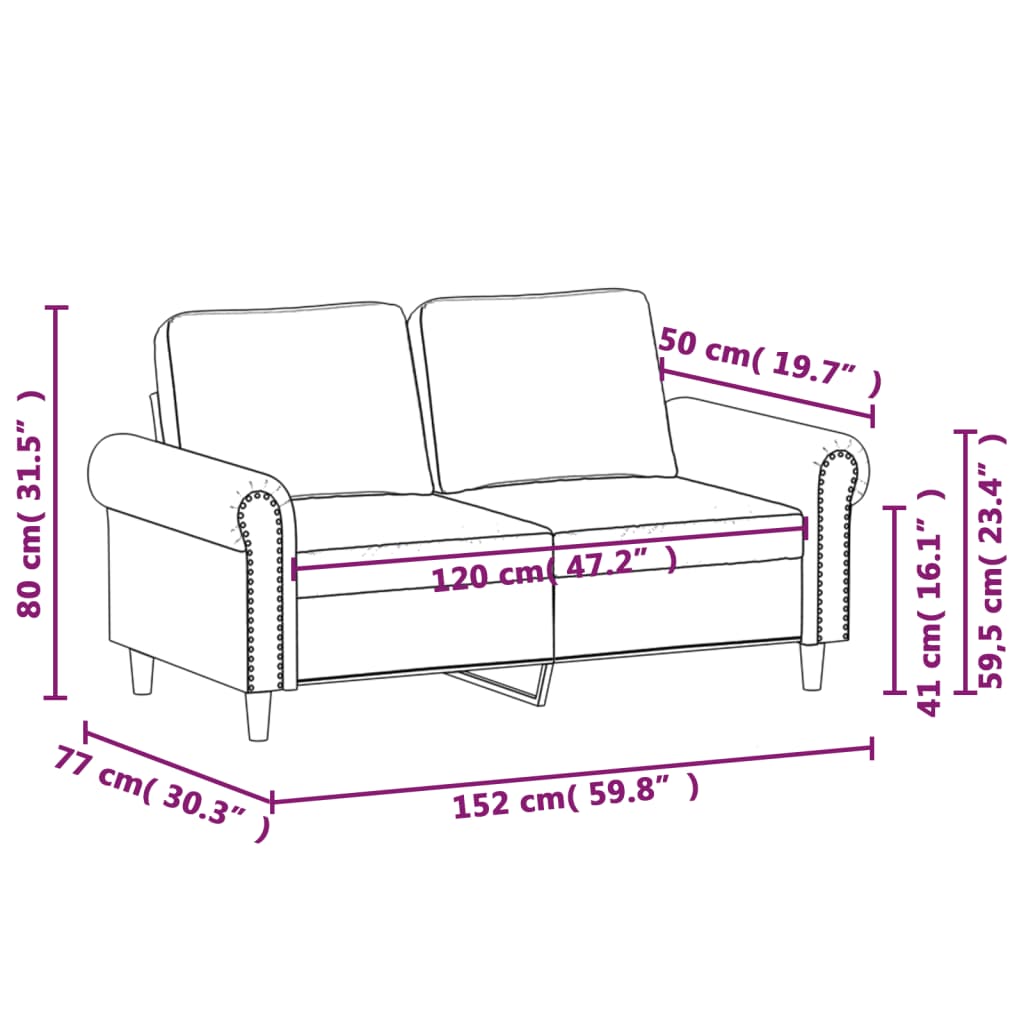 Canapé à 2 places Jaune 120 cm Velours Canapés vidaXL   