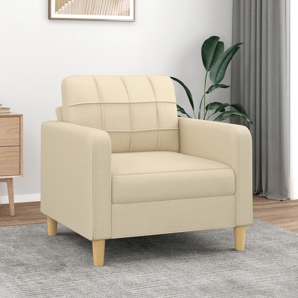 Fauteuil Crème 60 cm Tissu Canapés vidaXL   