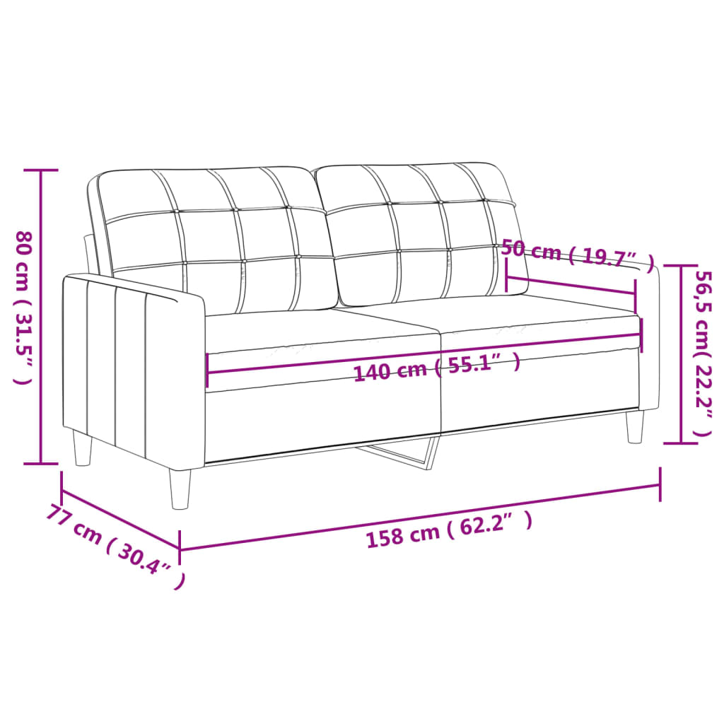 Canapé à 2 places Crème 140 cm Tissu Canapés vidaXL   