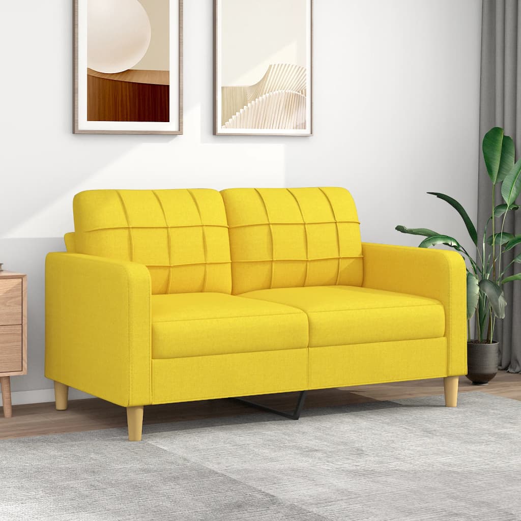 Canapé à 2 places Jaune clair 140 cm Tissu Canapés vidaXL   