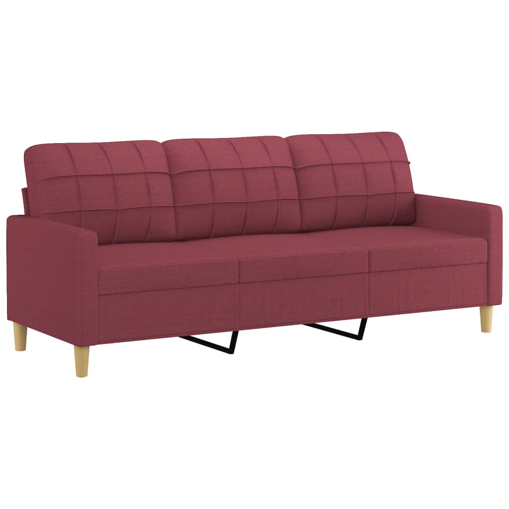 Canapé à 3 places Rouge bordeaux 180 cm Tissu Canapés vidaXL   