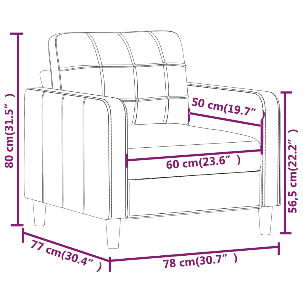 Fauteuil Crème 60 cm Similicuir Canapés vidaXL   