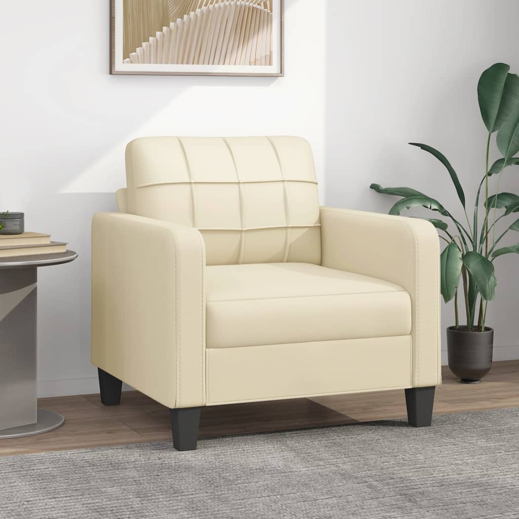 Fauteuil Crème 60 cm Similicuir Canapés vidaXL   