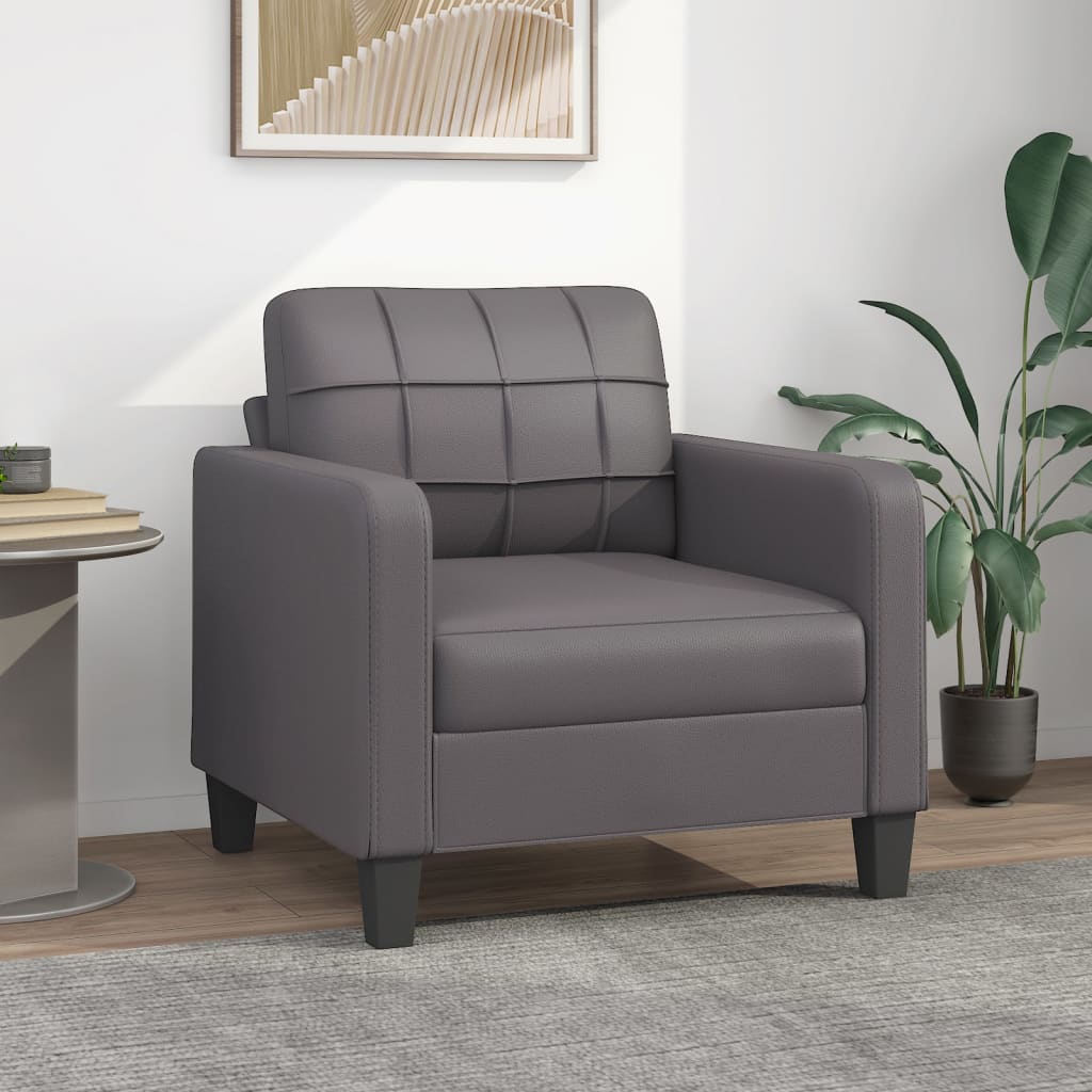 Fauteuil Gris 60 cm Similicuir Canapés vidaXL   