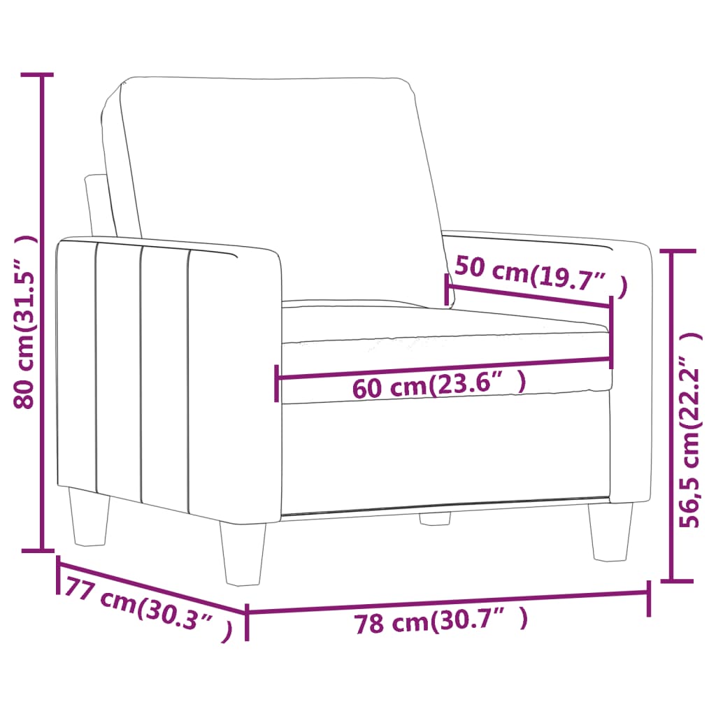 Fauteuil Noir 60 cm Similicuir Canapés vidaXL   