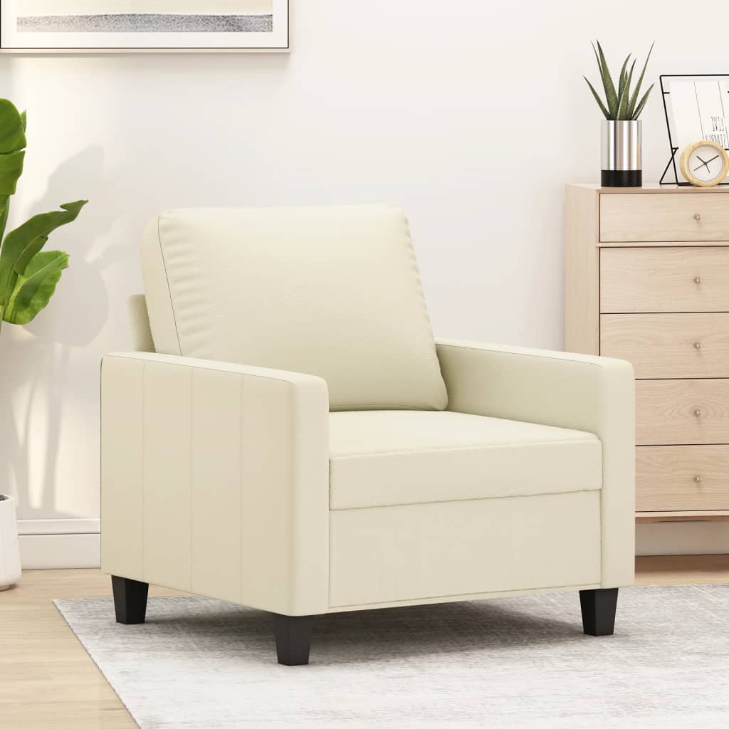 Fauteuil Crème 60 cm Similicuir Canapés vidaXL   