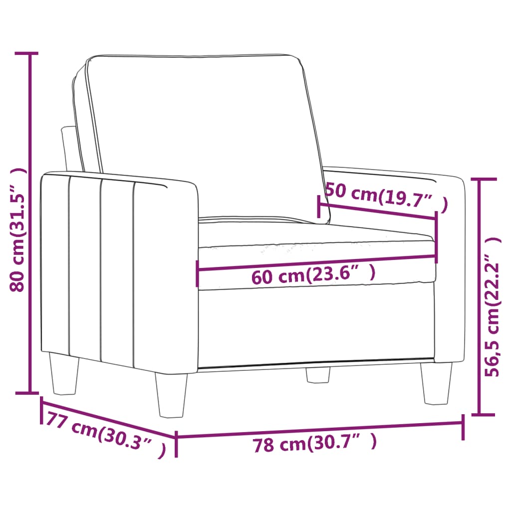 Fauteuil Gris clair 60 cm Tissu Canapés vidaXL   