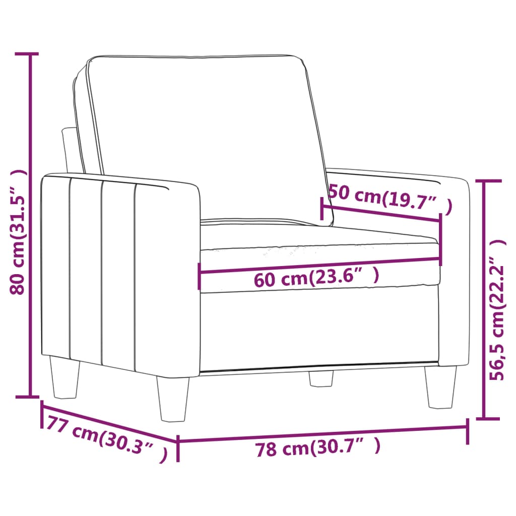 Fauteuil Crème 60 cm Tissu Canapés vidaXL   