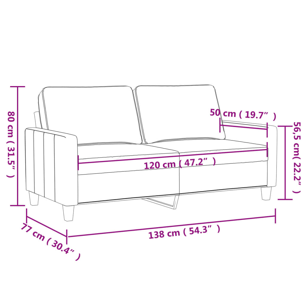 Canapé à 2 places Crème 120 cm Tissu Canapés vidaXL   