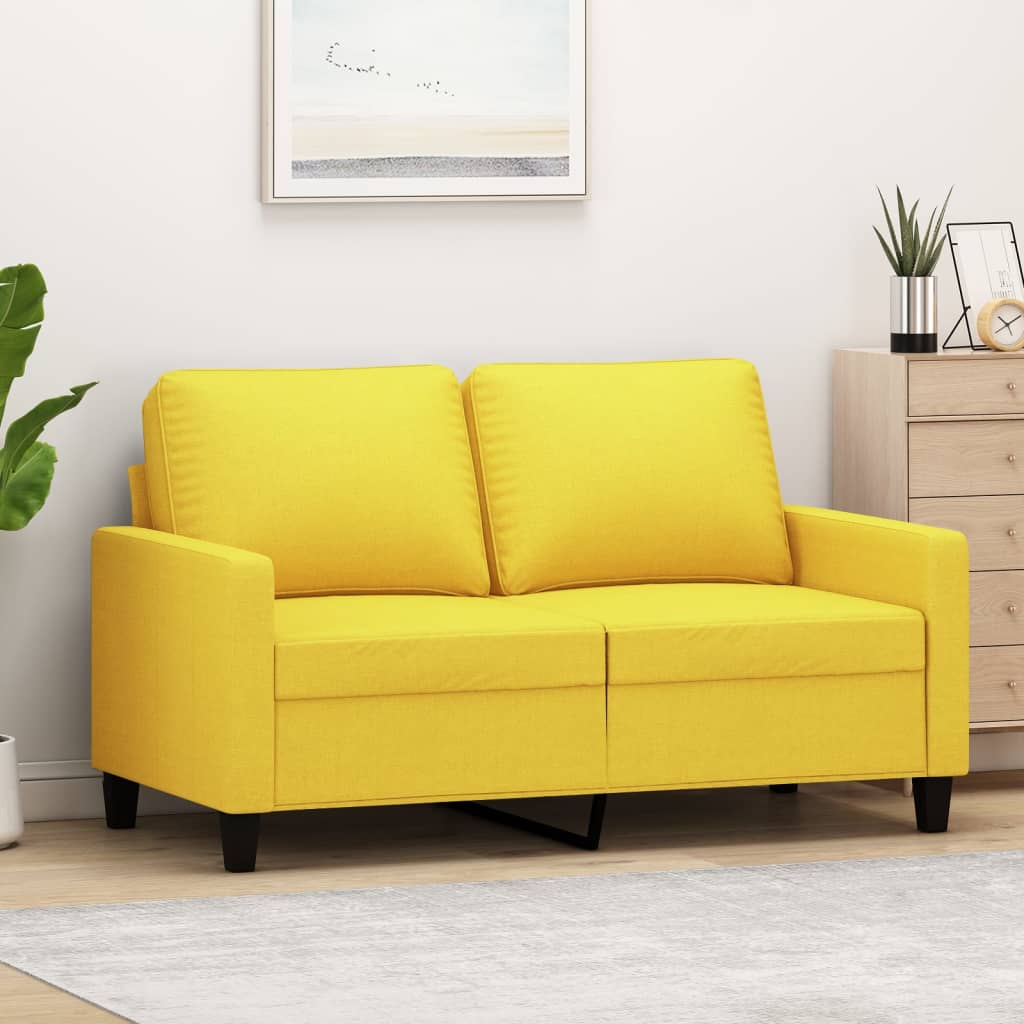 Canapé à 2 places Jaune clair 120 cm Tissu Canapés vidaXL   