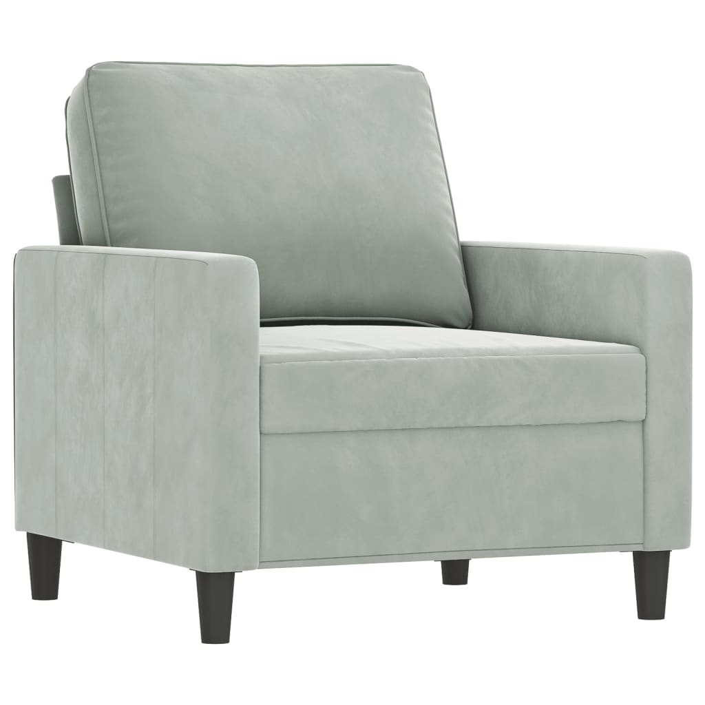 Fauteuil Gris clair 60 cm Velours Canapés vidaXL   