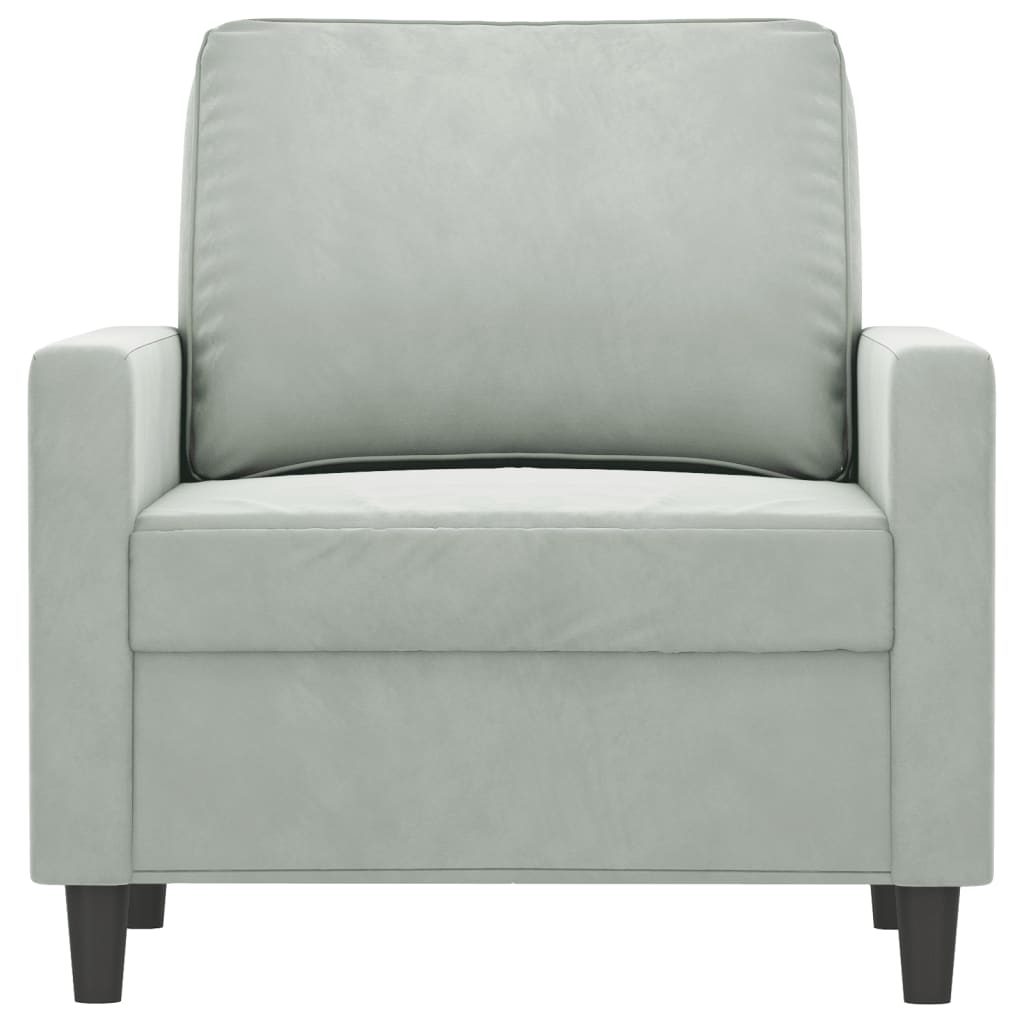 Fauteuil Gris clair 60 cm Velours Canapés vidaXL   