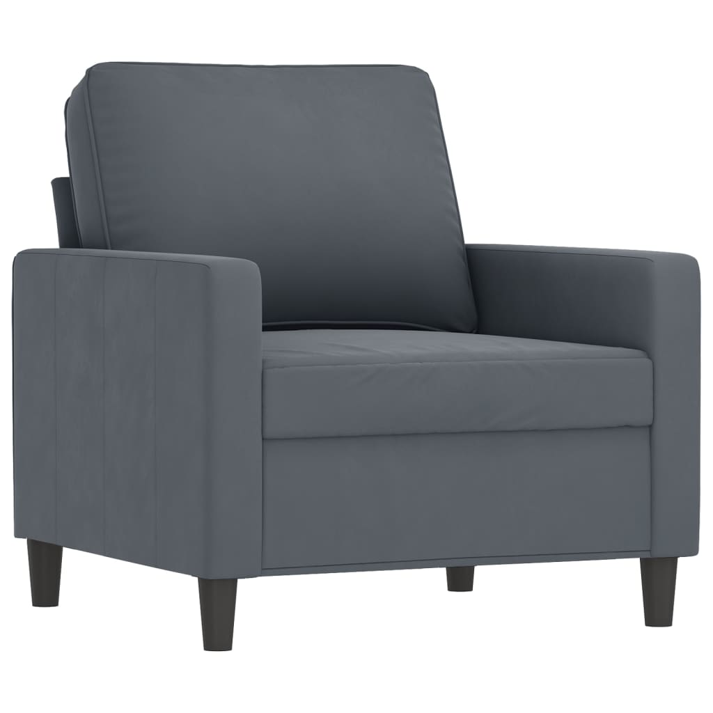 Fauteuil Gris foncé 60 cm Velours Canapés vidaXL   