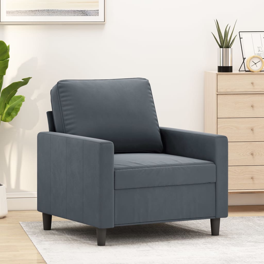 Fauteuil Gris foncé 60 cm Velours Canapés vidaXL   