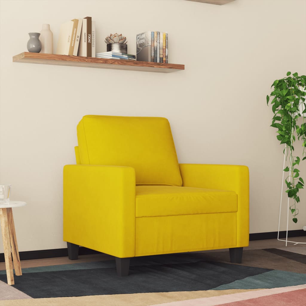 Fauteuil Jaune 60 cm Velours Canapés vidaXL   